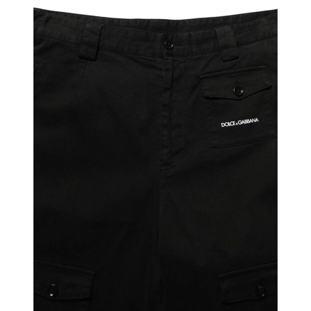 Dolce & Gabbana Black Cotton Mid Waist Men Cargo Men's Shorts